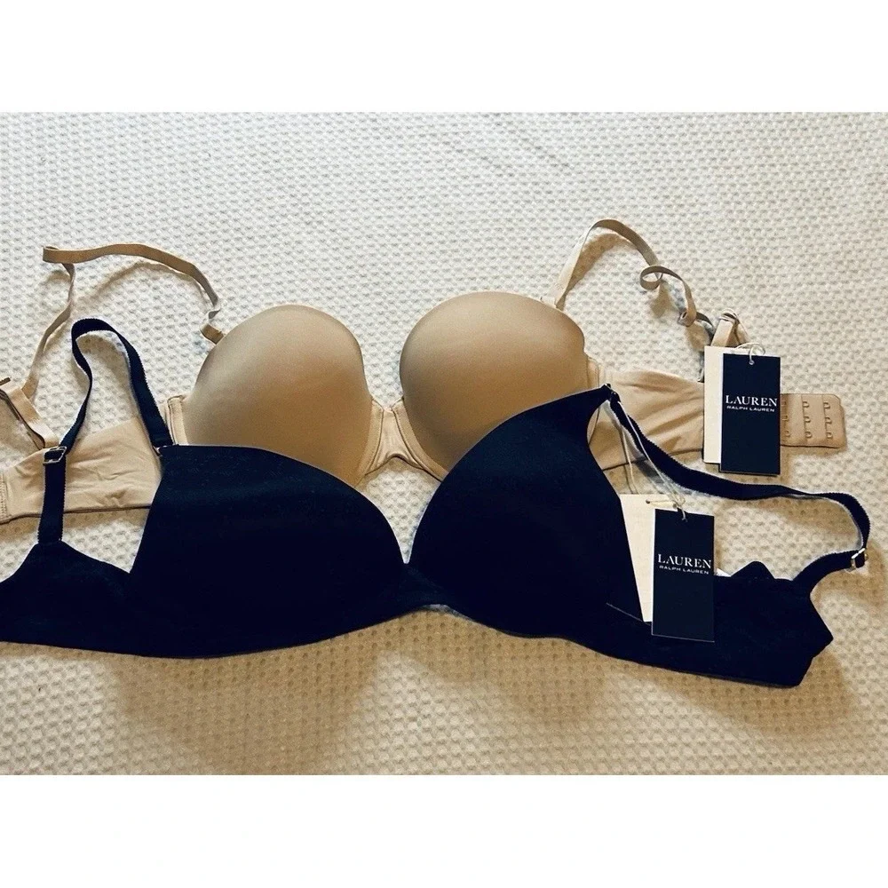 LAUREN RALPH LAUREN Lot Of 2 (NEW) 32D Wireless Full Coverage T-shirt Bras Luxe